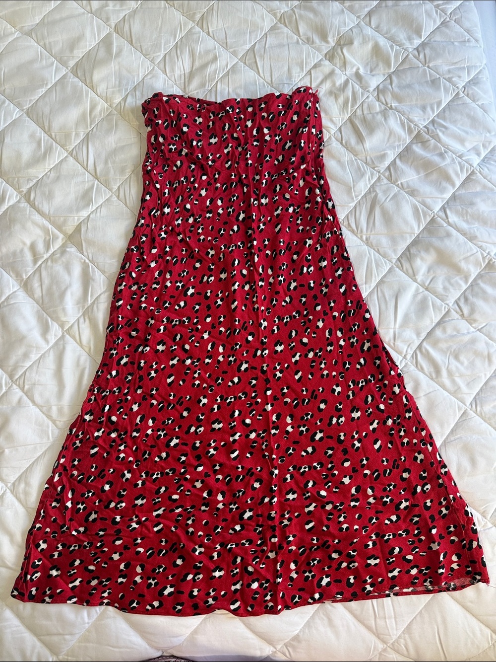 Urban Outfitters Red Leopard Print Midi Skirt
